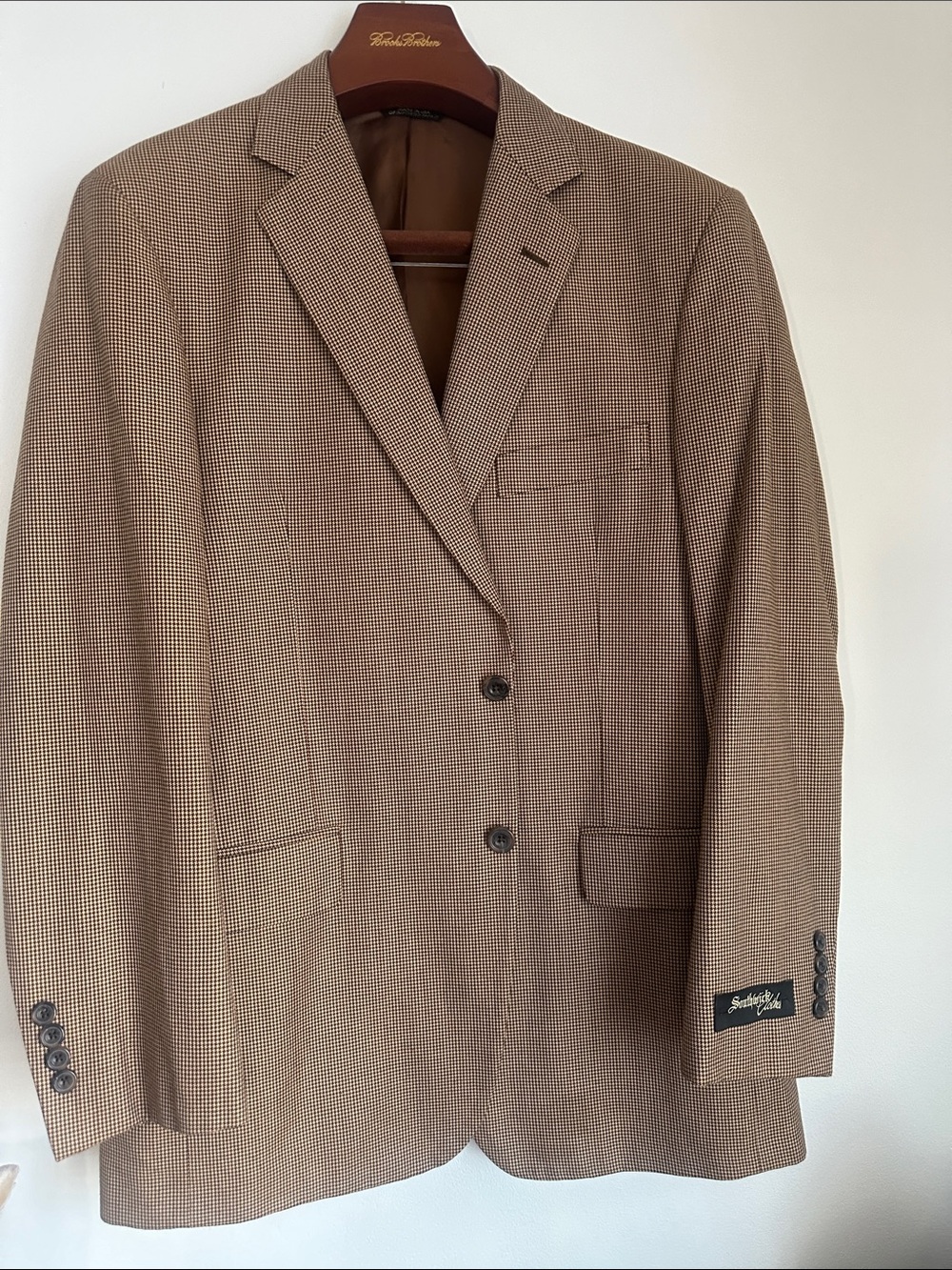 Vintage southwick Classic Men's Brown Houndstooth Blazer size 42R